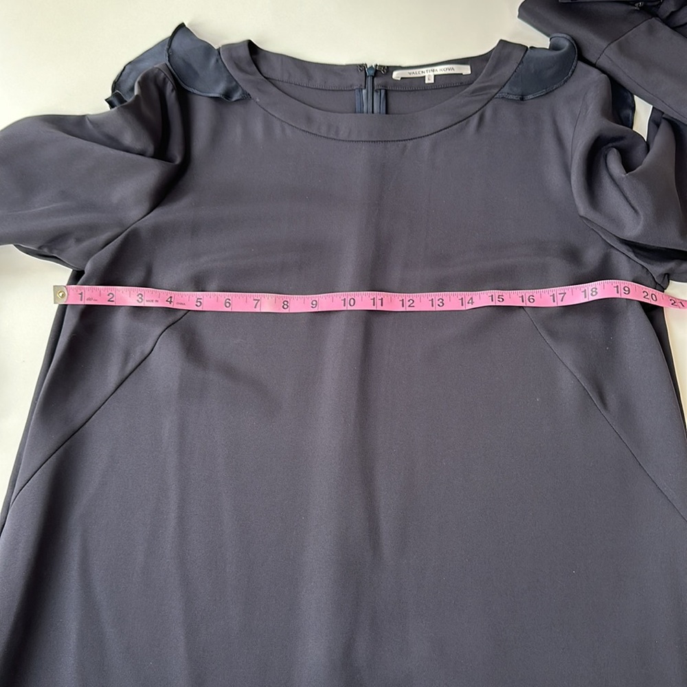 Valentina Kova Blue-Black Silk Shift Dress L - Picture 7 of 16